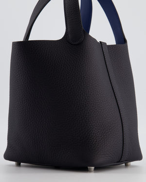 Hermès Picotin Lock 18 Eclat Bag in Caban Clemence Leather with Bleu Tie Interior Handle and Palladium Hardware