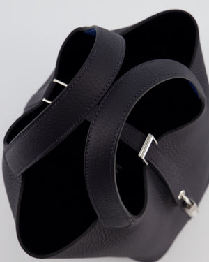 Hermès Picotin Lock 18 Eclat Bag in Caban Clemence Leather with Bleu Tie Interior Handle and Palladium Hardware