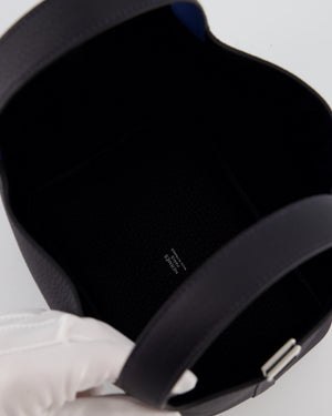 Hermès Picotin Lock 18 Eclat Bag in Caban Clemence Leather with Bleu Tie Interior Handle and Palladium Hardware