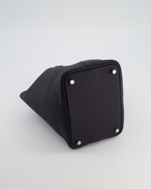 Hermès Picotin Lock 18 Eclat Bag in Caban Clemence Leather with Bleu Tie Interior Handle and Palladium Hardware