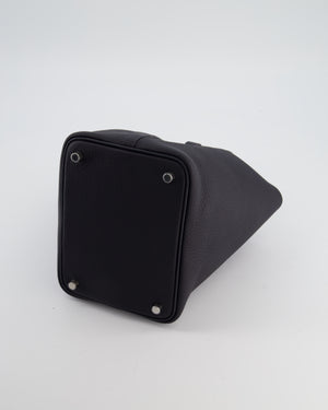 Hermès Picotin Lock 18 Eclat Bag in Caban Clemence Leather with Bleu Tie Interior Handle and Palladium Hardware