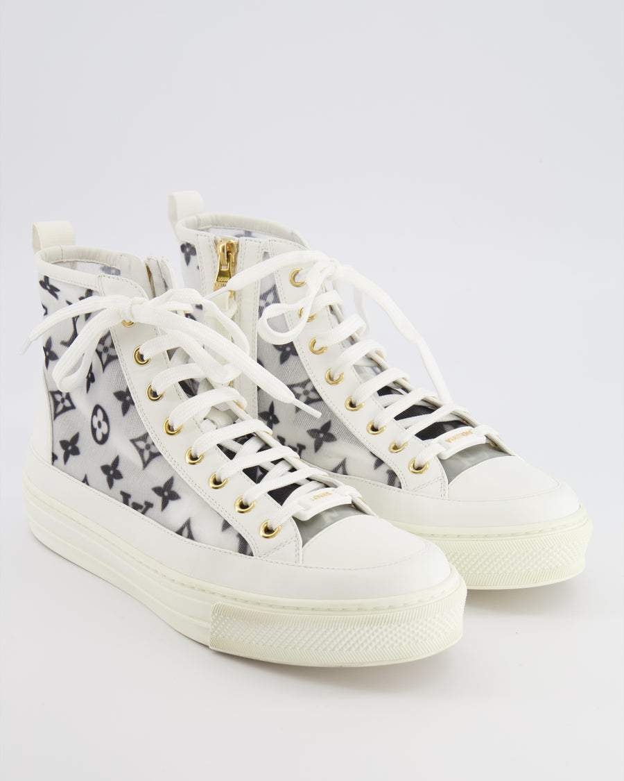 Louis Vuitton White Mesh Monogram High Top Trainers Size EU 38 RRP £840