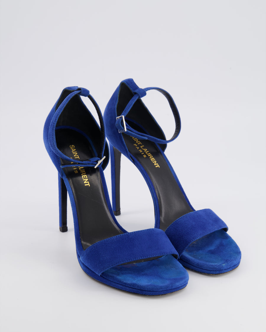 Saint Laurent Electric Blue Suede Sandal Heels Size EU 38 RRP £850