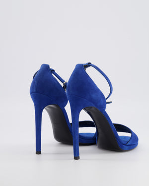 Saint Laurent Electric Blue Suede Sandal Heels Size EU 38 RRP £850