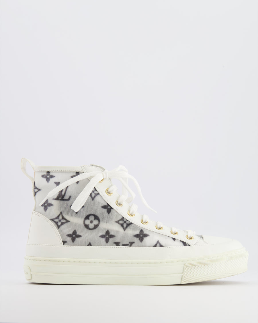 Louis Vuitton White Mesh Monogram High Top Trainers Size EU 38 RRP £840