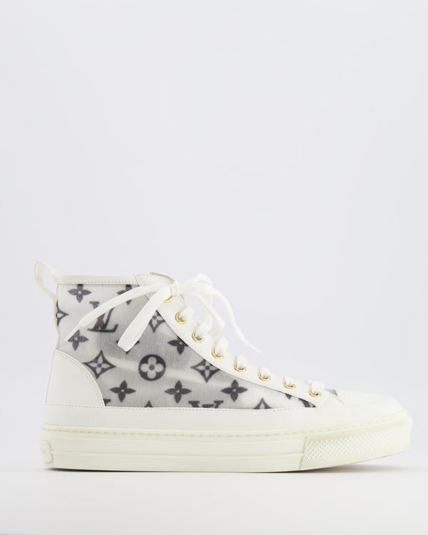 Louis Vuitton White Mesh Monogram High Top Trainers Size EU 38 RRP £840