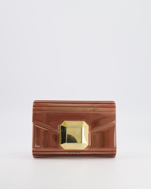 Elie Saab Bronze Pink Plexi Clutch on Chain Bag with Gold Hardware