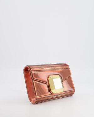 Elie Saab Bronze Pink Plexi Clutch on Chain Bag with Gold Hardware