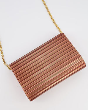 Elie Saab Bronze Pink Plexi Clutch on Chain Bag with Gold Hardware