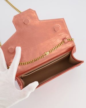 Elie Saab Bronze Pink Plexi Clutch on Chain Bag with Gold Hardware