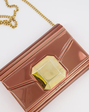 Elie Saab Bronze Pink Plexi Clutch on Chain Bag with Gold Hardware