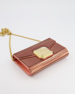 Elie Saab Bronze Pink Plexi Clutch on Chain Bag with Gold Hardware