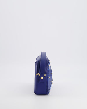 Elie Saab Blue Glass Effect Geometric Leather Top Handle Bag with Gold Hardware