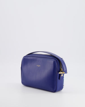 Elie Saab Blue Glass Effect Geometric Leather Top Handle Bag with Gold Hardware