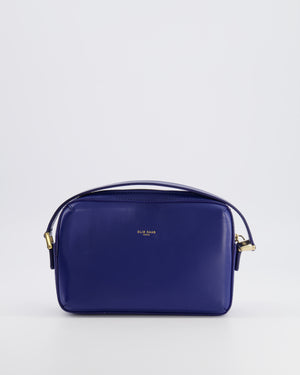 Elie Saab Blue Glass Effect Geometric Leather Top Handle Bag with Gold Hardware