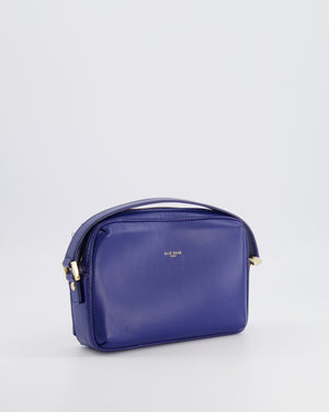 Elie Saab Blue Glass Effect Geometric Leather Top Handle Bag with Gold Hardware