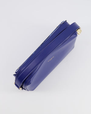 Elie Saab Blue Glass Effect Geometric Leather Top Handle Bag with Gold Hardware