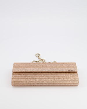Jimmy Choo Rose Fine Glitter Acrylic Clutch Bag with Gold Chain RRP £650