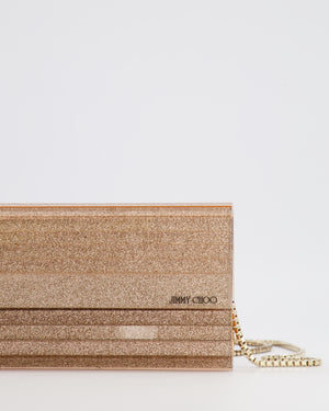 Jimmy Choo Rose Fine Glitter Acrylic Clutch Bag with Gold Chain RRP £650