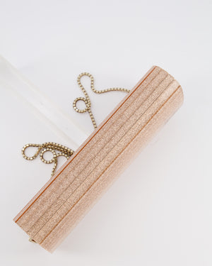 Jimmy Choo Rose Fine Glitter Acrylic Clutch Bag with Gold Chain RRP £650