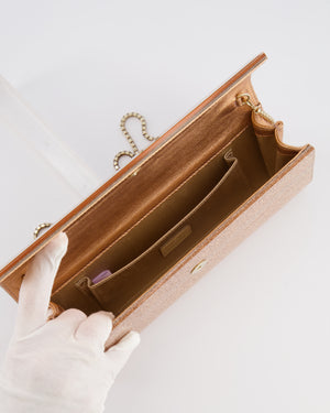 Jimmy Choo Rose Fine Glitter Acrylic Clutch Bag with Gold Chain RRP £650