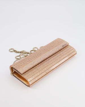 Jimmy Choo Rose Fine Glitter Acrylic Clutch Bag with Gold Chain RRP £650