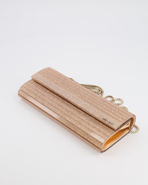 Jimmy Choo Rose Fine Glitter Acrylic Clutch Bag with Gold Chain RRP £650