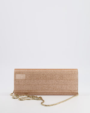 Jimmy Choo Rose Fine Glitter Acrylic Clutch Bag with Gold Chain RRP £650