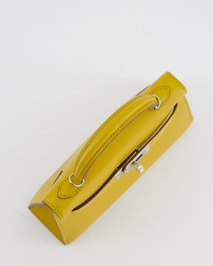 Hermès Mini Kelly II 20 Verso Bag in Jaune Ambre Chèvre Mysore Leather with Gold Interior and Palladium Hardware