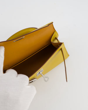 Hermès Mini Kelly II 20 Verso Bag in Jaune Ambre Chèvre Mysore Leather with Gold Interior and Palladium Hardware