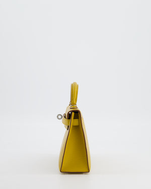 Hermès Mini Kelly II 20 Verso Bag in Jaune Ambre Chèvre Mysore Leather with Gold Interior and Palladium Hardware