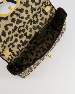 Christian Dior Brown and Black Leopard Print Canvas 30 Montaigne Caro Bag with Gold Hardware RRP £3,400