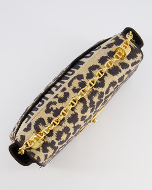Christian Dior Brown and Black Leopard Print Canvas 30 Montaigne Caro Bag with Gold Hardware RRP £3,400