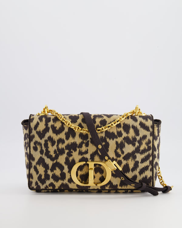 Christian Dior Brown and Black Leopard Print Canvas Caro Bag with Gold Hardware RRP £3,400