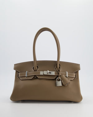*SUPER HOT & RARE* Hermès Birkin Shoulder Light 29 Bag in Etoupe Evercolour Leather with Palladium Hardware