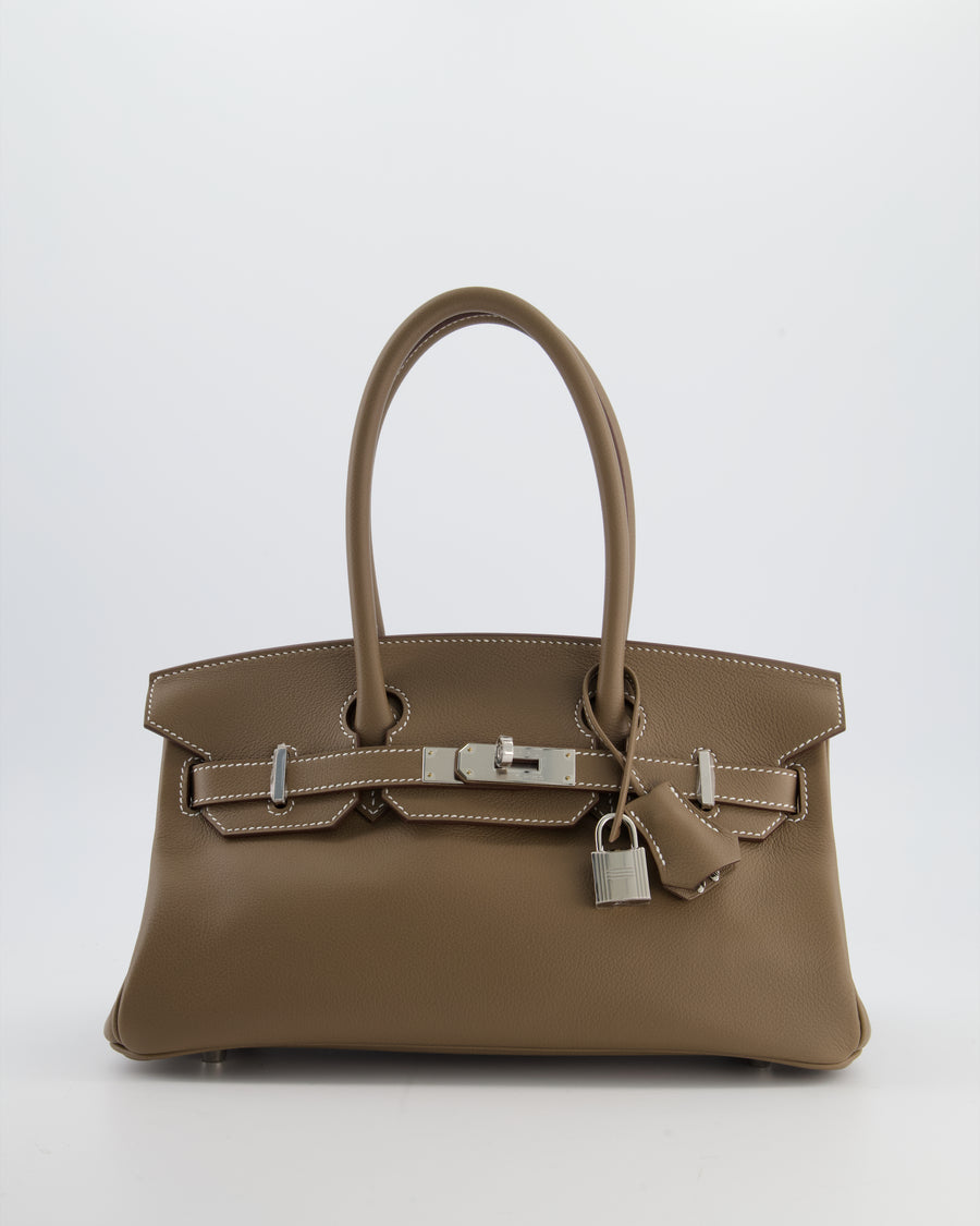 *SUPER HOT & RARE* Hermès Birkin Shoulder Light 29 Bag in Etoupe Evercolour Leather with Palladium Hardware