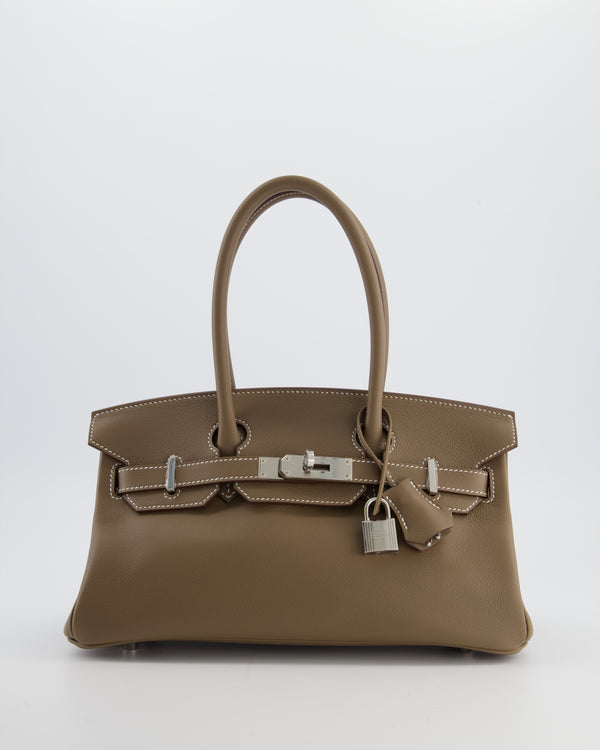 *SUPER HOT & RARE* Hermès Birkin Shoulder Light 29 Bag in Etoupe Evercolour Leather with Palladium Hardware