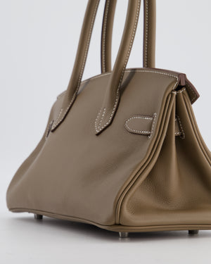 *SUPER HOT & RARE* Hermès Birkin Shoulder Light 29 Bag in Etoupe Evercolour Leather with Palladium Hardware