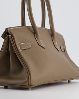 *SUPER HOT & RARE* Hermès Birkin Shoulder Light 29 Bag in Etoupe Evercolour Leather with Palladium Hardware