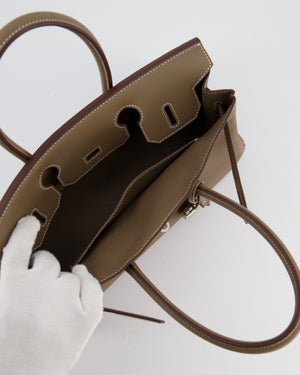 *SUPER HOT & RARE* Hermès Birkin Shoulder Light 29 Bag in Etoupe Evercolour Leather with Palladium Hardware