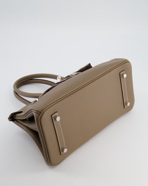 *SUPER HOT & RARE* Hermès Birkin Shoulder Light 29 Bag in Etoupe Evercolour Leather with Palladium Hardware