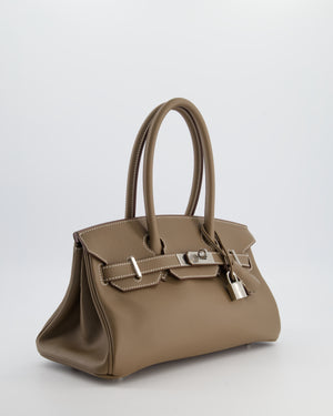 *SUPER HOT & RARE* Hermès Birkin Shoulder Light 29 Bag in Etoupe Evercolour Leather with Palladium Hardware