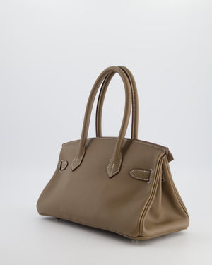 *SUPER HOT & RARE* Hermès Birkin Shoulder Light 29 Bag in Etoupe Evercolour Leather with Palladium Hardware