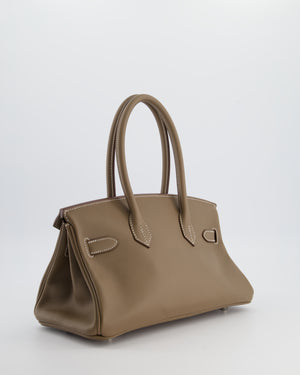 *SUPER HOT & RARE* Hermès Birkin Shoulder Light 29 Bag in Etoupe Evercolour Leather with Palladium Hardware
