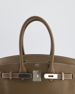 *SUPER HOT & RARE* Hermès Birkin Shoulder Light 29 Bag in Etoupe Evercolour Leather with Palladium Hardware