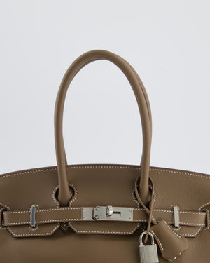 *SUPER HOT & RARE* Hermès Birkin Shoulder Light 29 Bag in Etoupe Evercolour Leather with Palladium Hardware