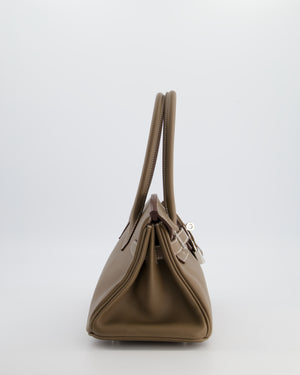 *SUPER HOT & RARE* Hermès Birkin Shoulder Light 29 Bag in Etoupe Evercolour Leather with Palladium Hardware