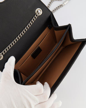 Gucci Black Suede Interlocking G Crystal Crossbody Bag with Silver Studs Embellishments and Silver Hardware