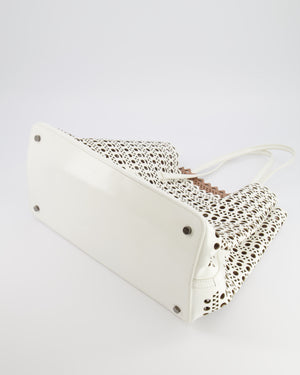 Alaia White Perforated Medium Leather Mina Tote Bag RRP £2,200