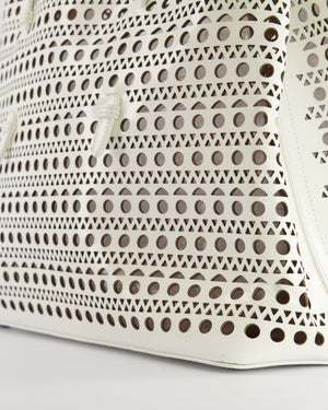 Alaia White Perforated Medium Leather Mina Tote Bag RRP £2,200